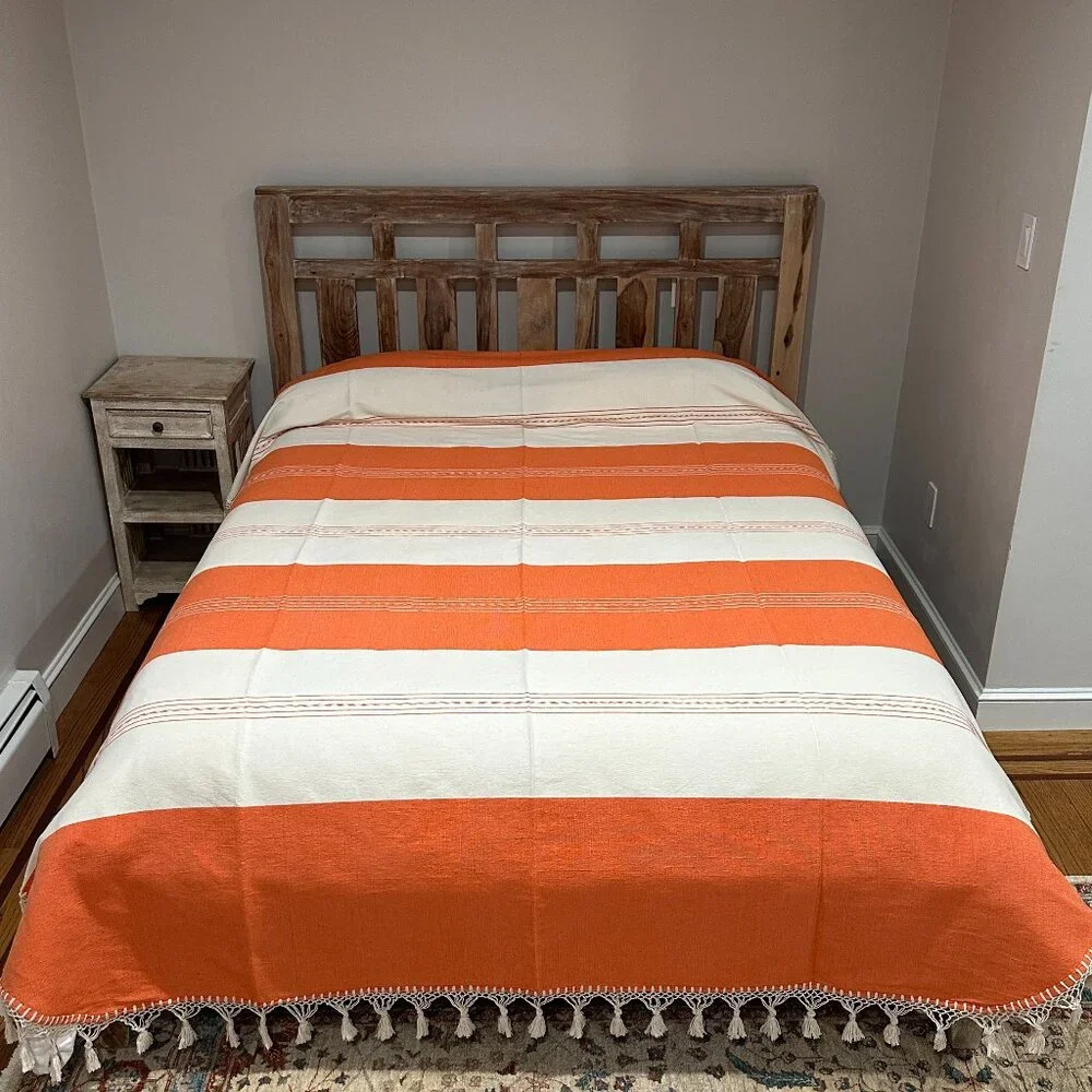 Full Size Cotton Bedspread/Quilt. From Oaxaca Mex. Hand loom, Bed covers,